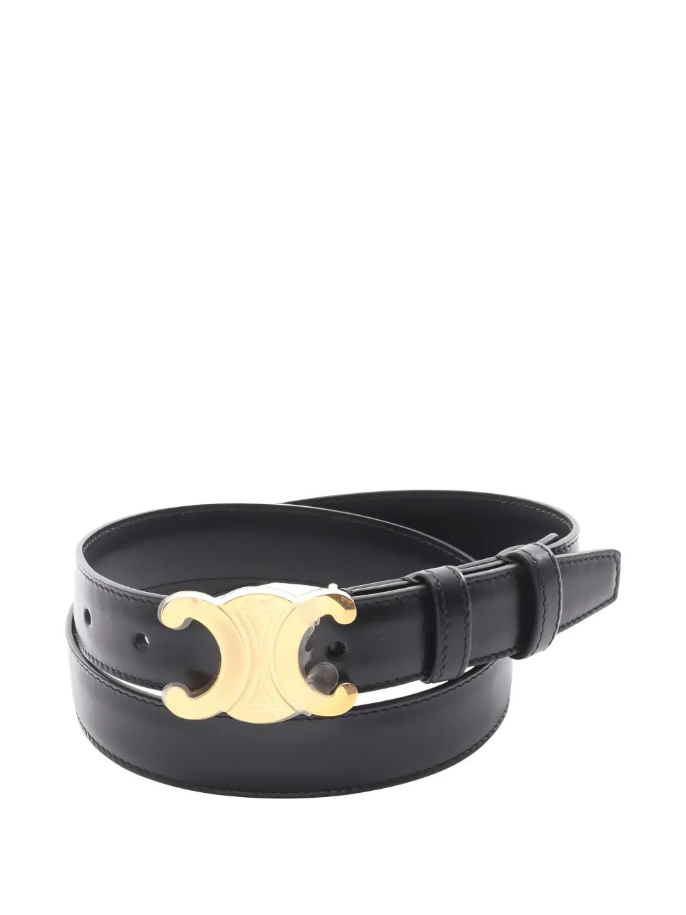 Celine Pre-Owned 2020s Triomphe leather belt - Black | Farfetch Global