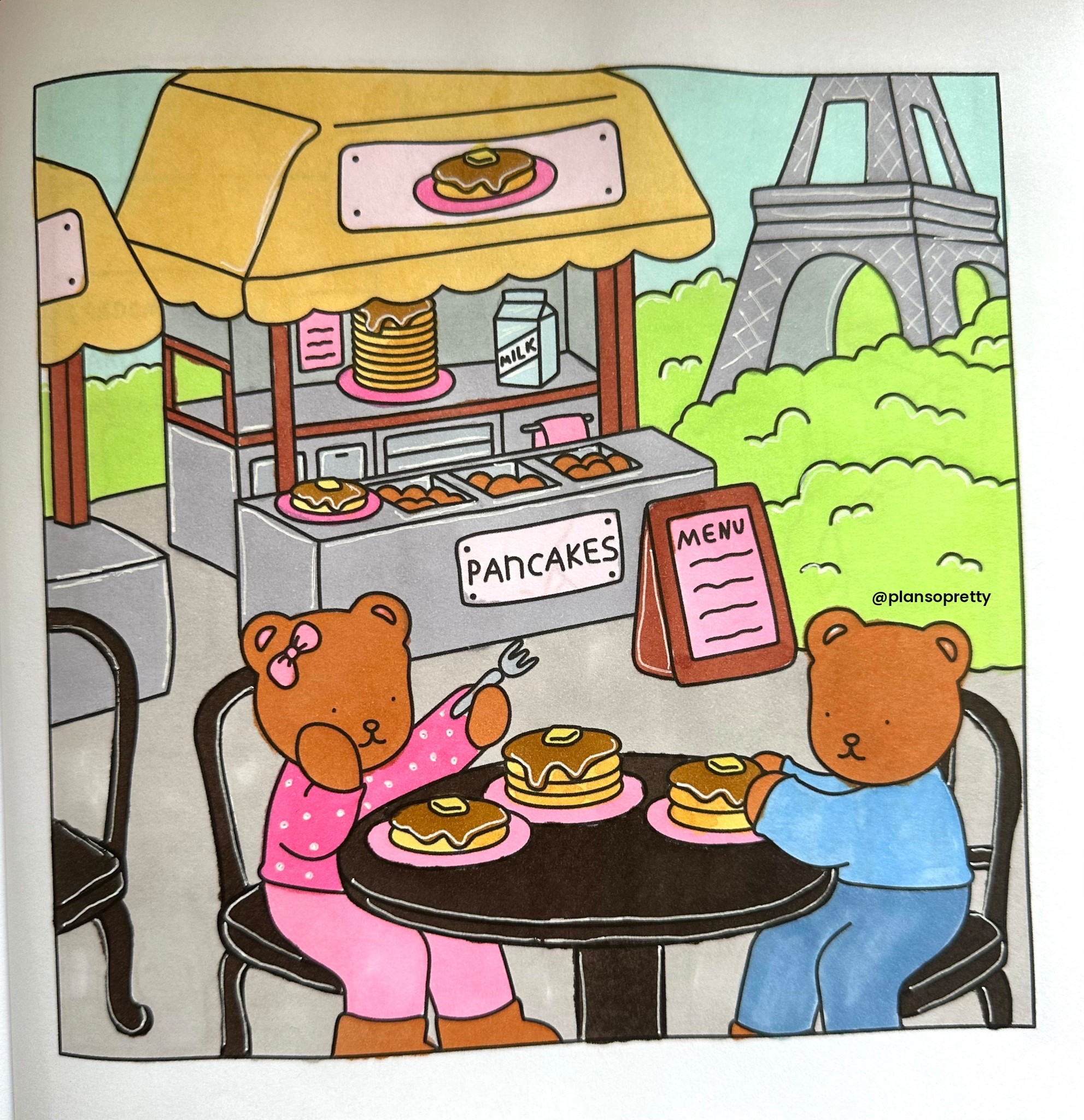 Pancakes 🥞 Date in the city of Love! Oui Oui 🇫🇷 Thought I would think it would be crepes! From Bear Love Story In Paris books linked in bio and stories #cozybearandfriends #booksbypixie #bearlovestoryinparis #pariscafe #coloringcommunity #coloringforadults #cutecoloring #pancakebreakfast #breakfasttime #eiffeltower #colorwithme #cozybear #cutecoloringbook#LTKFindsUnder50

#LTKKids #LTKTravel
