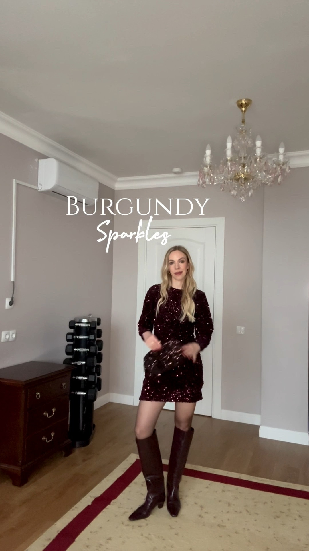 Burgundy sequin dress with sheer tights and burgundy tall boots, holiday party look, New Year’s Eve outfit, Zara sequin clutch 

#LTKFindsUnder100 #LTKOver40 #LTKHoliday