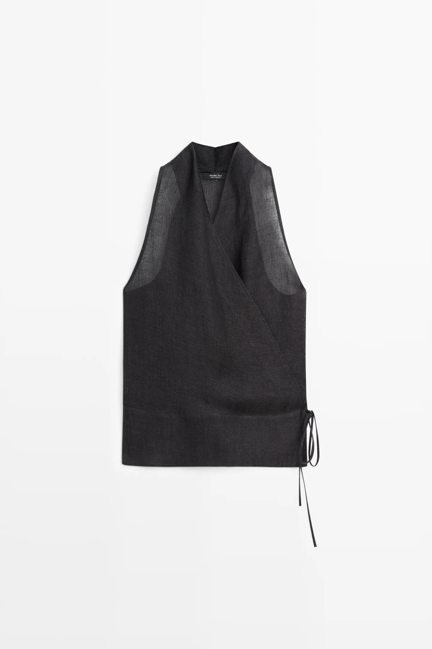 100% linen crossover halter top | Massimo Dutti UK