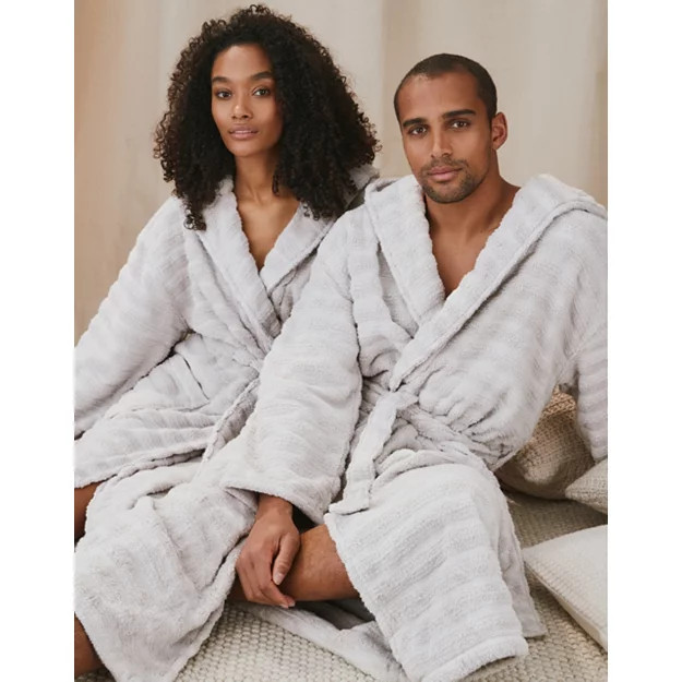 Unisex Organic Cotton Hooded Ribbed Hydrocotton Robe | The White Company UK & ROW