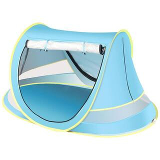 4 ft. x 3 ft. Blue Pop-Up Baby Beach Tent with Sun Hat | The Home Depot