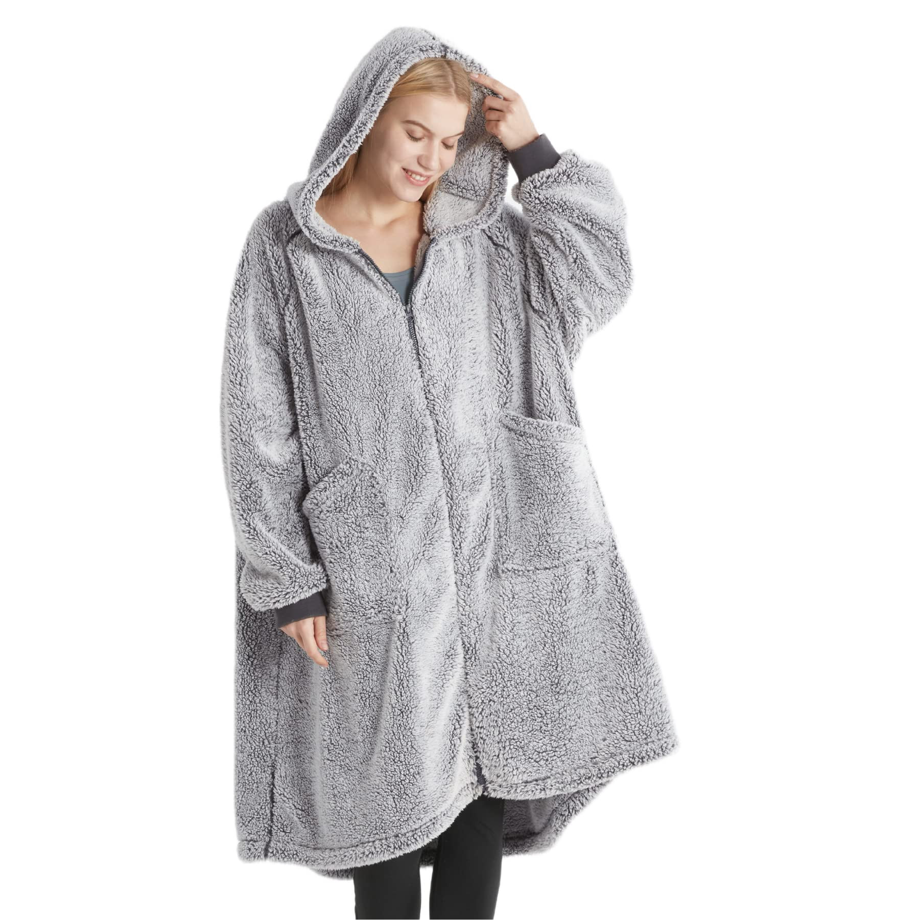 Bedsure Zip Up Oversized Blanket Hoodie - Sherpa Fleece Wearable Blanket with Zipper for Women & ... | Amazon (UK)