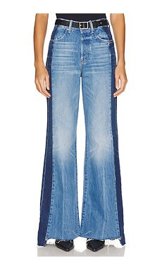 MOTHER The Tux Sidestepper Sneak Fray Jeans in Double Stacked from Revolve.com | Revolve Clothing (Global)