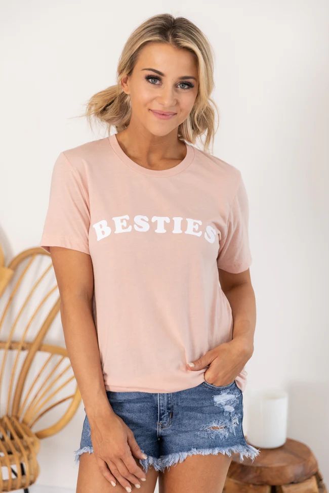 Besties Graphic Tee Peach | The Pink Lily Boutique