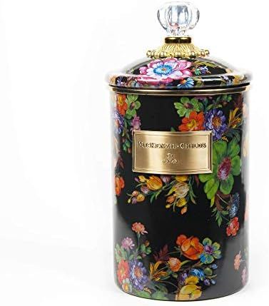 MacKenzie-Childs Flower Market Canister with Lid, Decorative Food Canister, Black, Large | Amazon (US)