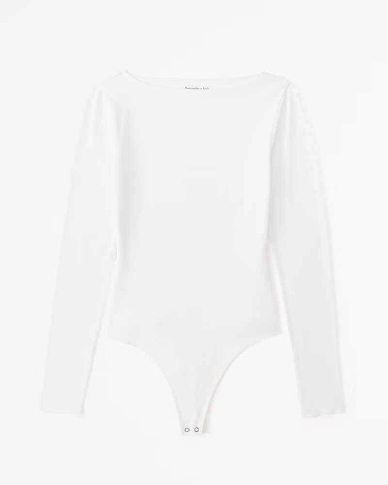 Long-Sleeve Cotton-Modal Slash Bodysuit | Abercrombie & Fitch (US)