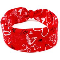 Red Love Heart Bandana - 100% Cotton Headband Accessories Hair Headwear Neckerchief | Etsy (US)