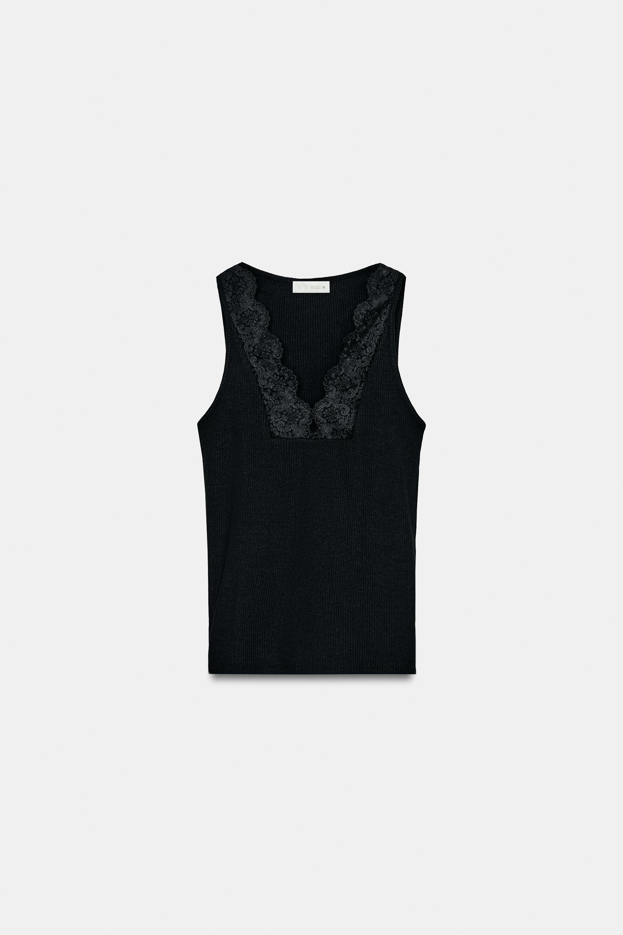 LACE RIBBED TOP | Zara US