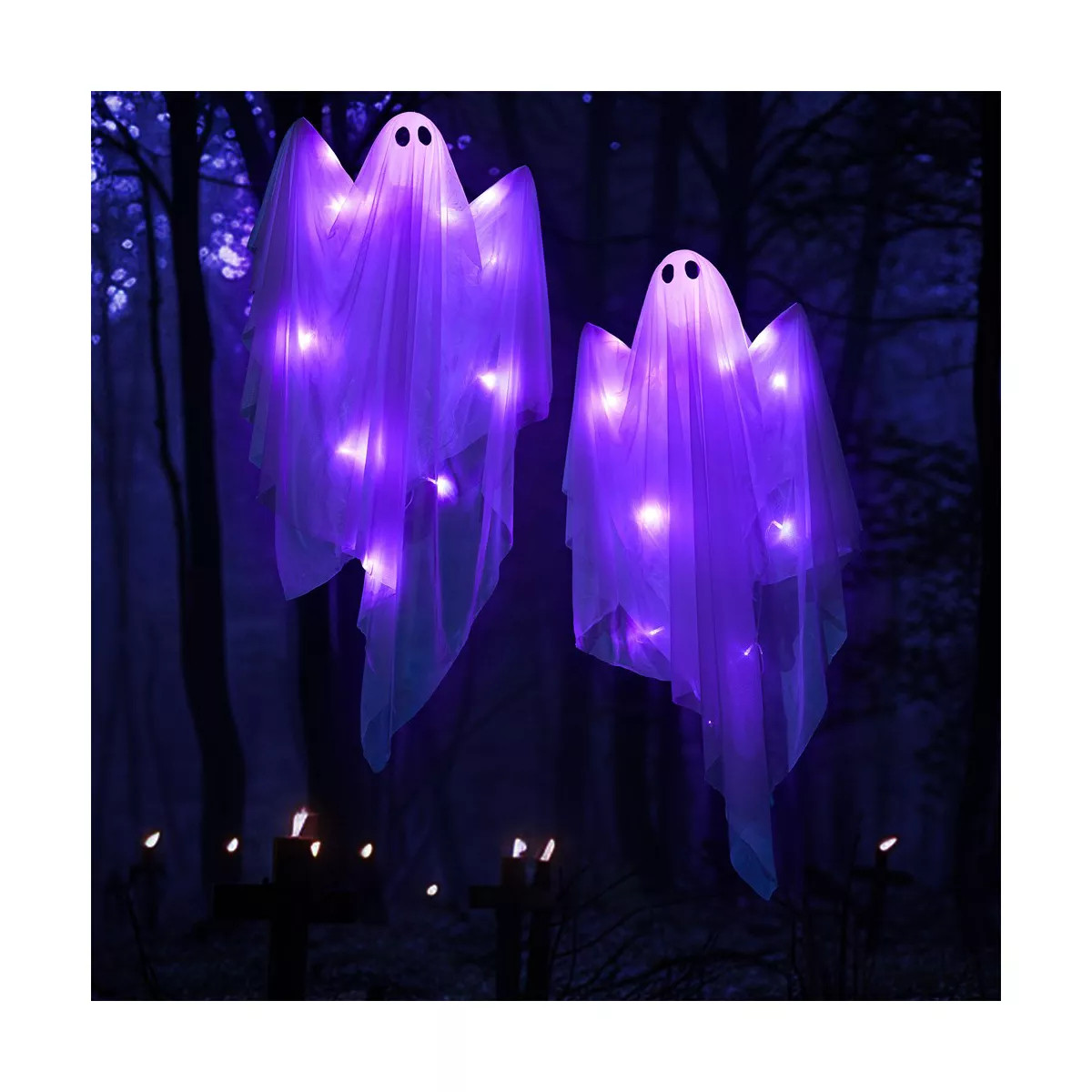 SYNCFUN 2 Pcs 35’’ Halloween Hanging Ghost with Purple LED Light, Hanging Ghost for Haunted H... | Target