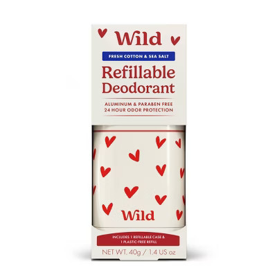 Wild Cosmetics Aluminum-Free Love Heart Case Deodorant - Fresh Cotton & Sea Salt - 1.4oz | Target