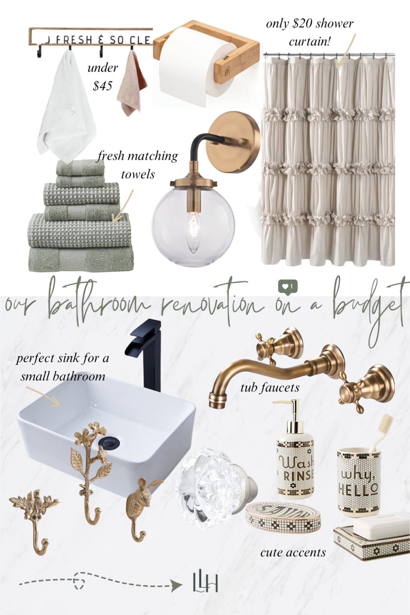 Some of these things we used for our guest bathroom renovation and some I wished we would have! The bathroom lighting can really change the way the bathroom vanity decor comes across and we went with classic fixtures that aren’t overly bright but still showcase the adorable tiny bathroom sink and the new features of the room. Guest bathroom decor can be tricky because you’ll have so many different people potentially using the space, so stick with neutrals and a classic style. This ruffled shower curtain find is a great budget friendly pick. Grab some fresh and matching Amazon bath towels for an easy oomph! 

#LTKfamily #LTKstyletip #LTKhome