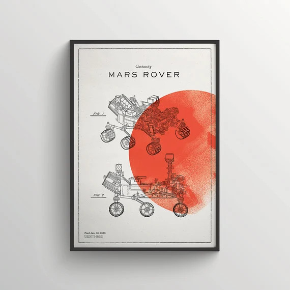 Mars Rover Print Space Poster Kid's Room Decor - Etsy | Etsy (US)
