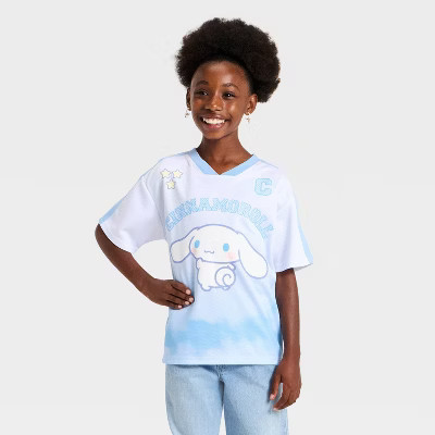 Girls' Cinnamoroll On Cloud 9 Soccer Jersey - White/Blue L Plus | Target