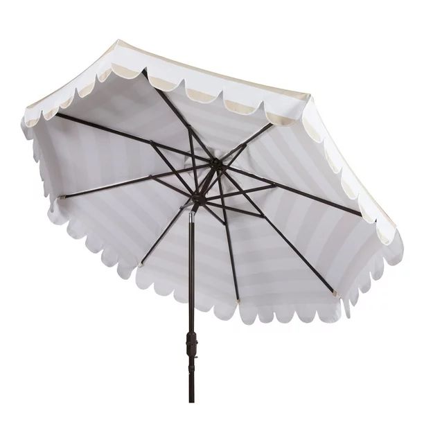 Safavieh Maui 9' Market Crank Striped Tilt Patio Umbrella, Beige/White | Walmart (US)