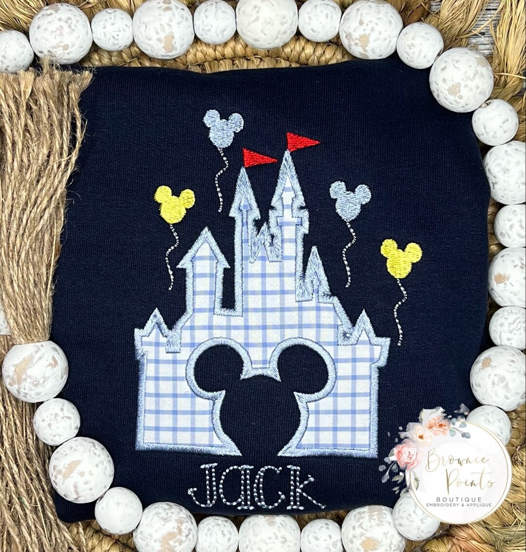 Magical castle appliqué shirt, navy blue disney shirt, tshirt, romper, bubble | Etsy (US)