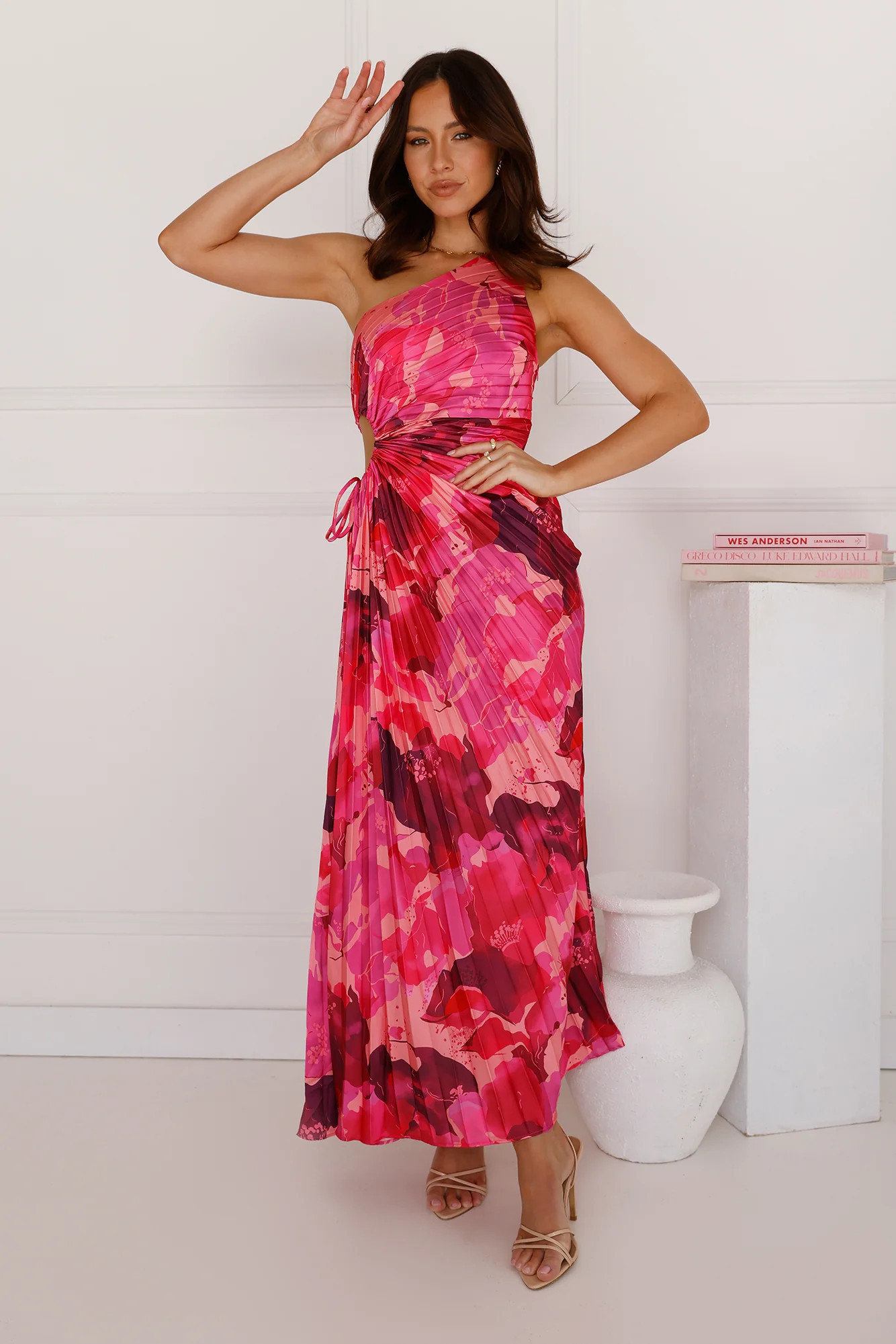 Rose Quartz One Shoulder Satin Maxi Dress Pink | Hello Molly (AU)