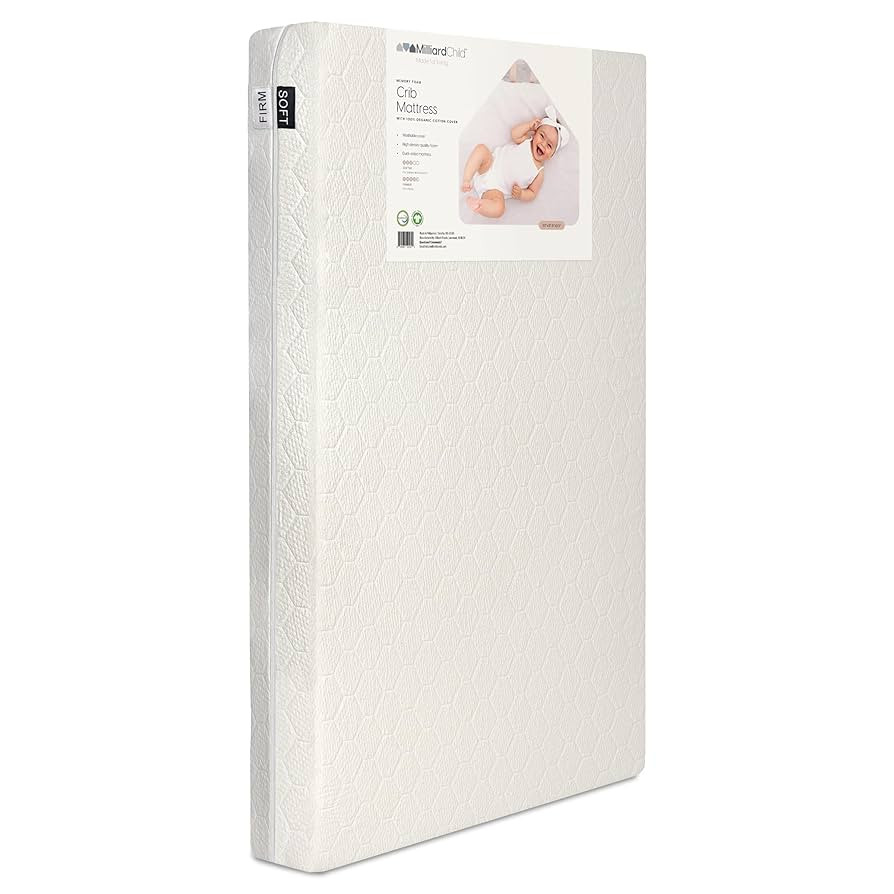 Milliard 100% Organic Cotton Cover Baby Crib and Toddler Mattress, Memory Foam Dual Sided 2 Stage... | Amazon (US)