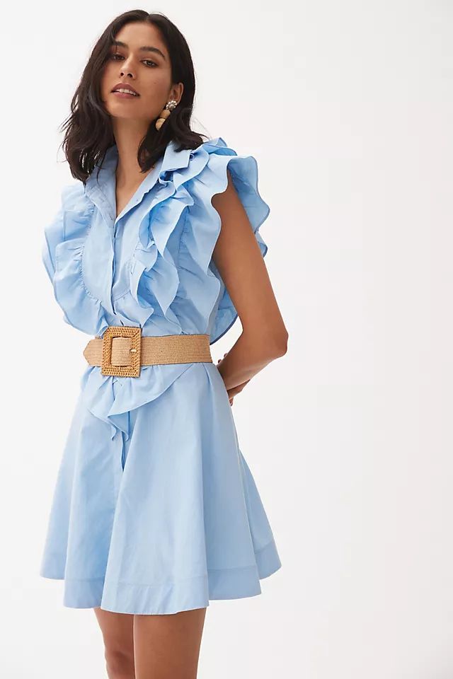 Maeve Ruffled Button-Front Mini Dress | Anthropologie (US)