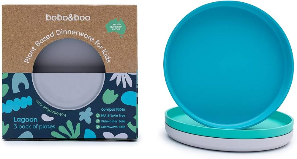 Bobo&Boo Colorful Plant-Based 7.5 inch Kids Plates for Toddler Eating – Set of 3, Plant-Based, ... | Amazon (US)