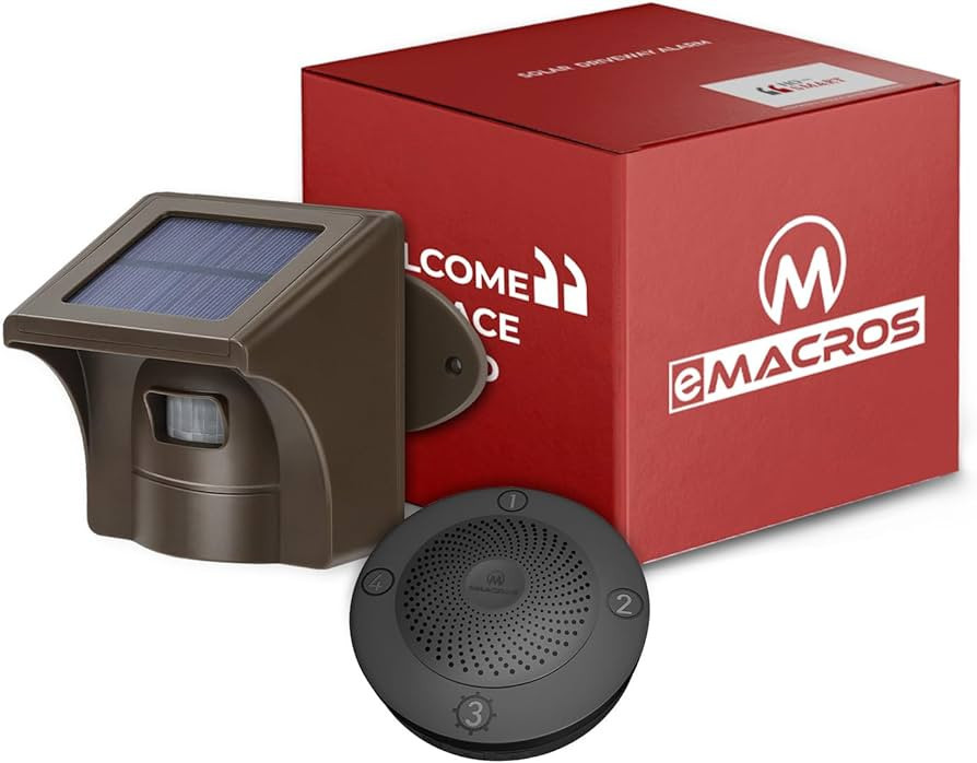 eMACROS 1/2 Mile Long Range Solar Wireless Driveway Alarm Outdoor Weather Resistant Motion Sensor... | Amazon (US)