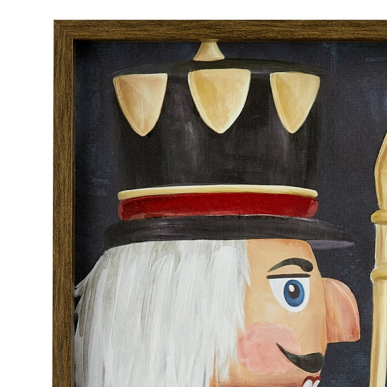 Nutcracker Profile Framed Tinted Gel Embellished Canvas Christmas Wall Art, by Holiday Time | Walmart (US)