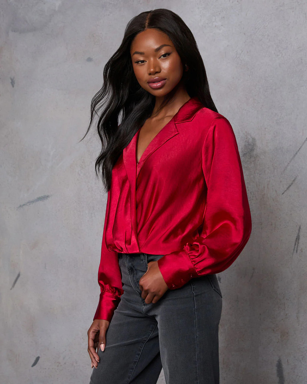 Sayla Collared Satin Top | VICI