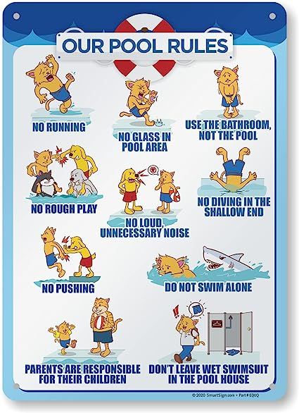 SmartSign 14 x 10 inch “Our Pool Rules - No Running, No Glass In Pool Area, No Rough Play…”... | Amazon (US)