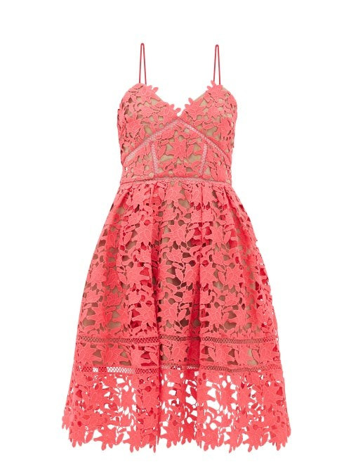 Self-portrait - Azaelea Floral Guipure-lace Dress - Womens - Pink | Matches (US)