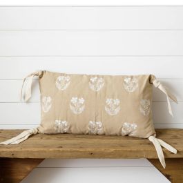 Embroidered Floral Accent Pillow | Antique Farm House