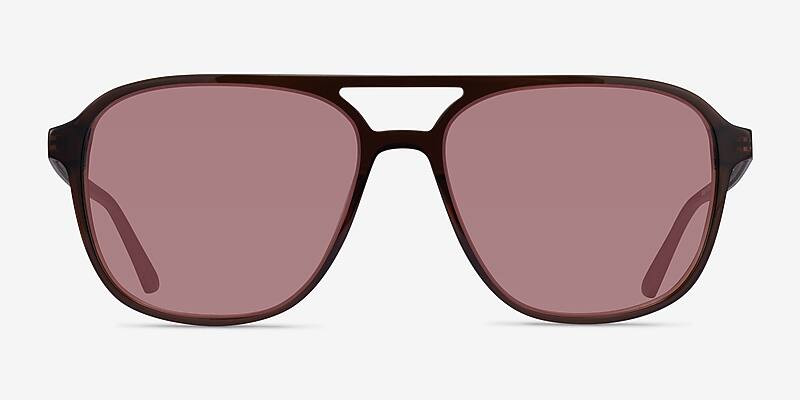 Zeal Sun - Aviator Shiny Crystal Brown Frame Prescription Sunglasses | Eyebuydirect | EyeBuyDirect.com