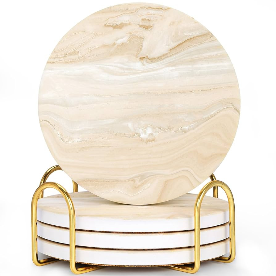 GOH DODD Coasters for Drinks Set of 4, Absorbent Marble Style Ceramic Coaster Cup Coasters Tablet... | Amazon (US)