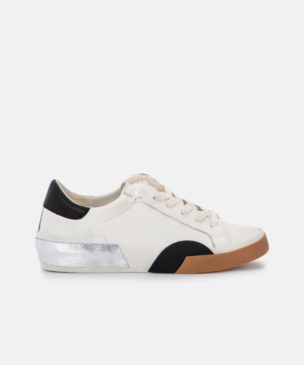 ZINA SNEAKERS IN WHITE BLACK LEATHER | DolceVita.com