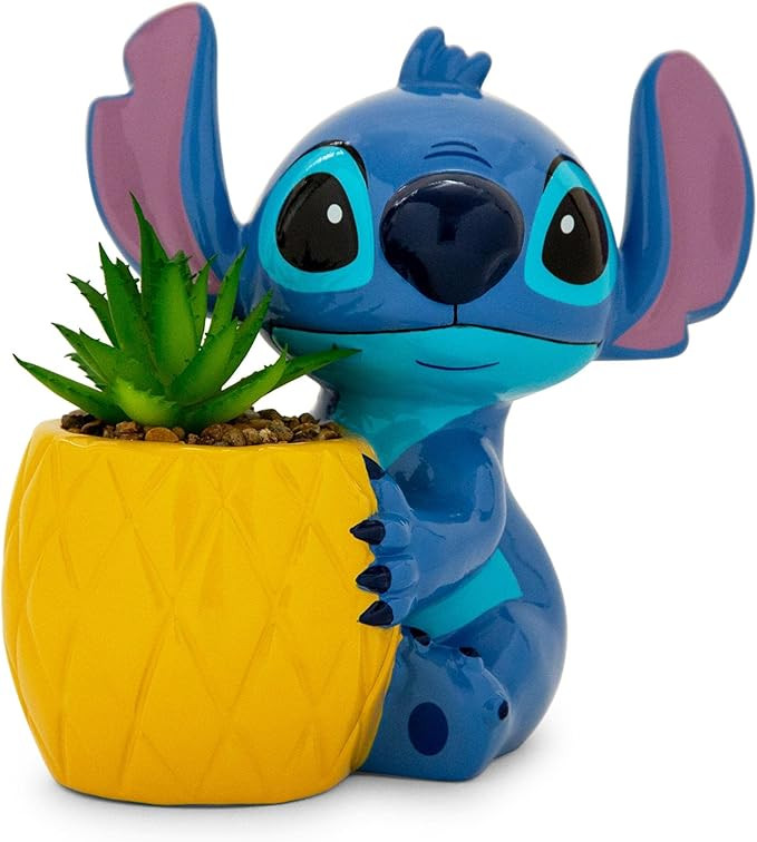 Disney Lilo & Stitch Pineapple 6-Inch Ceramic Planter with Artificial Succulent | Cute Flower Pot... | Amazon (US)