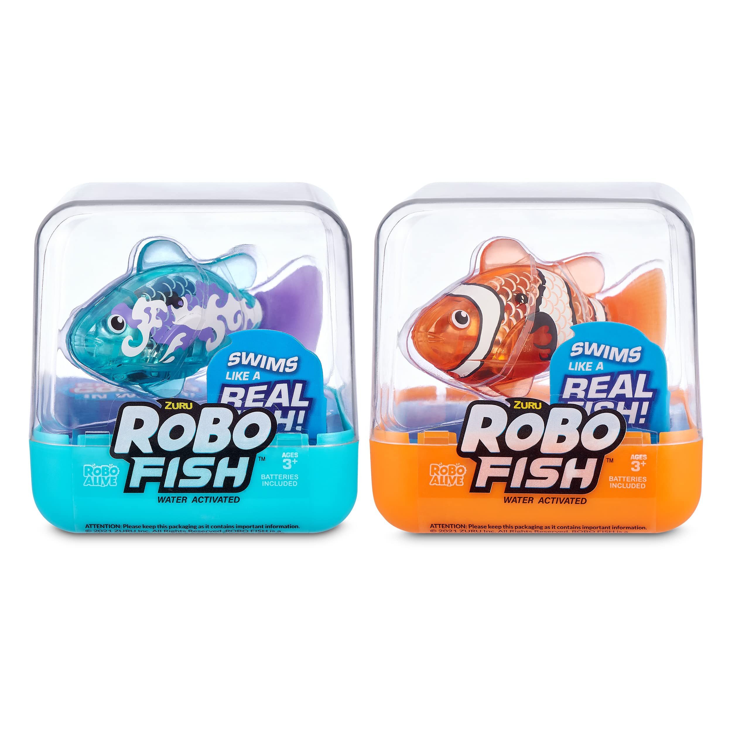 Robo Alive Robo Fish Series 2 (Teal + Orange 2 Pack) by ZURU Robotic Swimming Fish Water Activate... | Amazon (US)