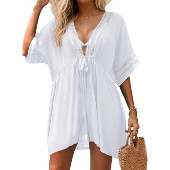 Women Swimsuit Cover Up Boho Beach Coverups for Bathing Suits  Open Front Swimwear with Pockets | Amazon (US)