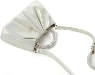 Beatfull Evening Purse Women Small Pearl Handbags Soft Leather Ruched Bag Wedding Bridal Clutch P... | Amazon (US)
