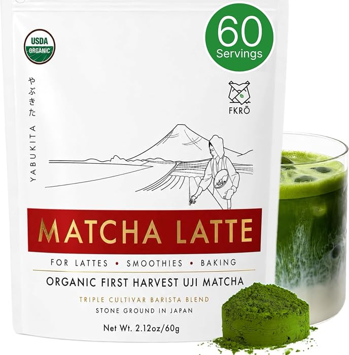 FKRO Organic Barista Matcha Green Tea Powder (60g/2.12oz) 1st Harvest, Triple Cultivar Blend (Yabukita, Meiryoku, Sayama Kaori) | Stone-Ground Uji Japan Matcha for Lattes & Smoothies | Flown Fresh Monthly | Amazon (US)