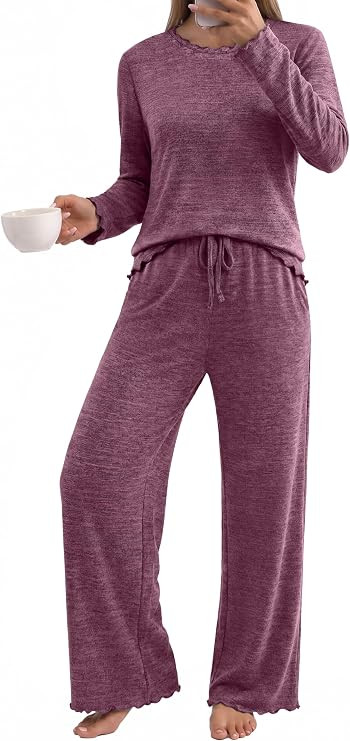 Long Sleeve Shirts with Ruffled Cuff Hems,Wide Leg Pants,Fall Fashion Must Haves,Comfiest Airport... | Amazon (US)