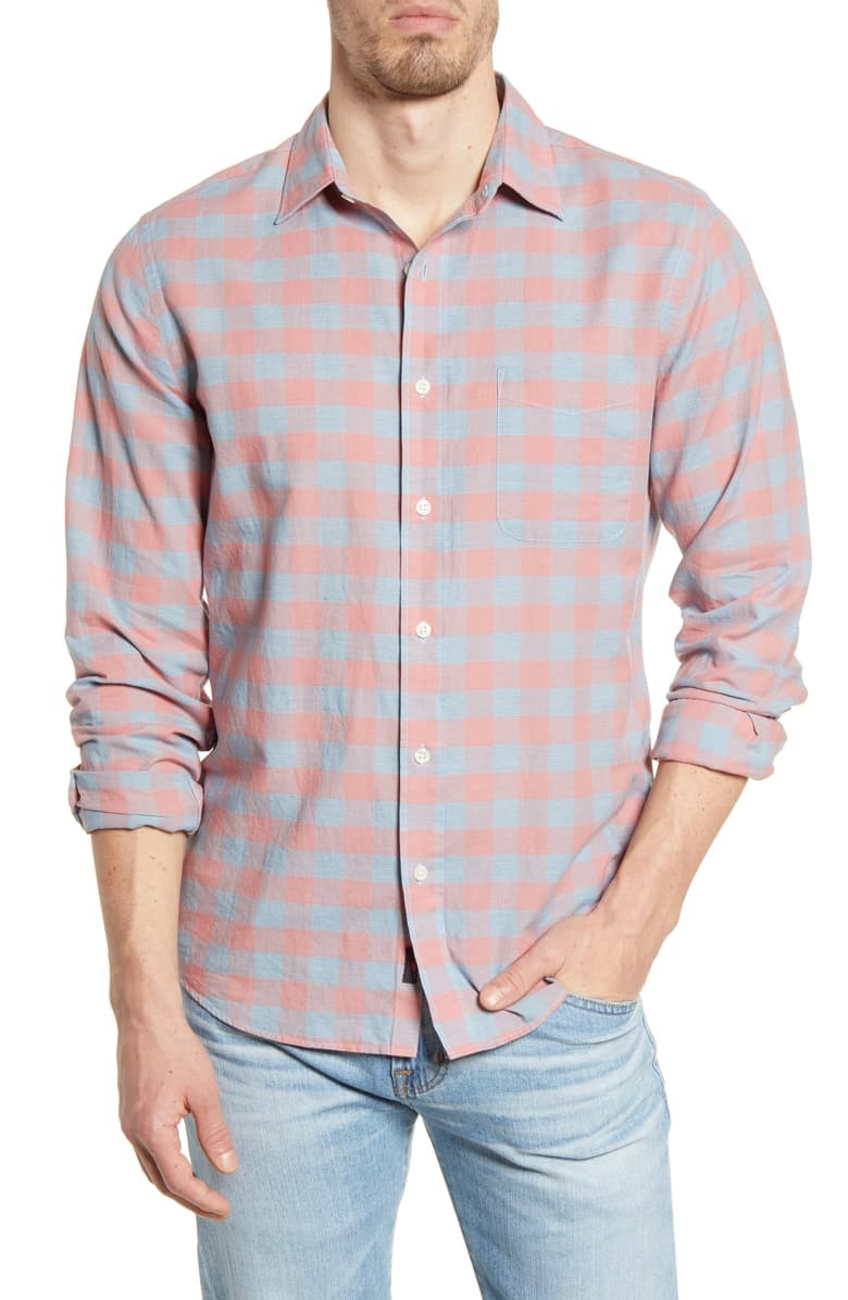 Faherty Cloud Summer Blend Regular Fit Stretch Check Button-Up Shirt | Nordstrom | Nordstrom