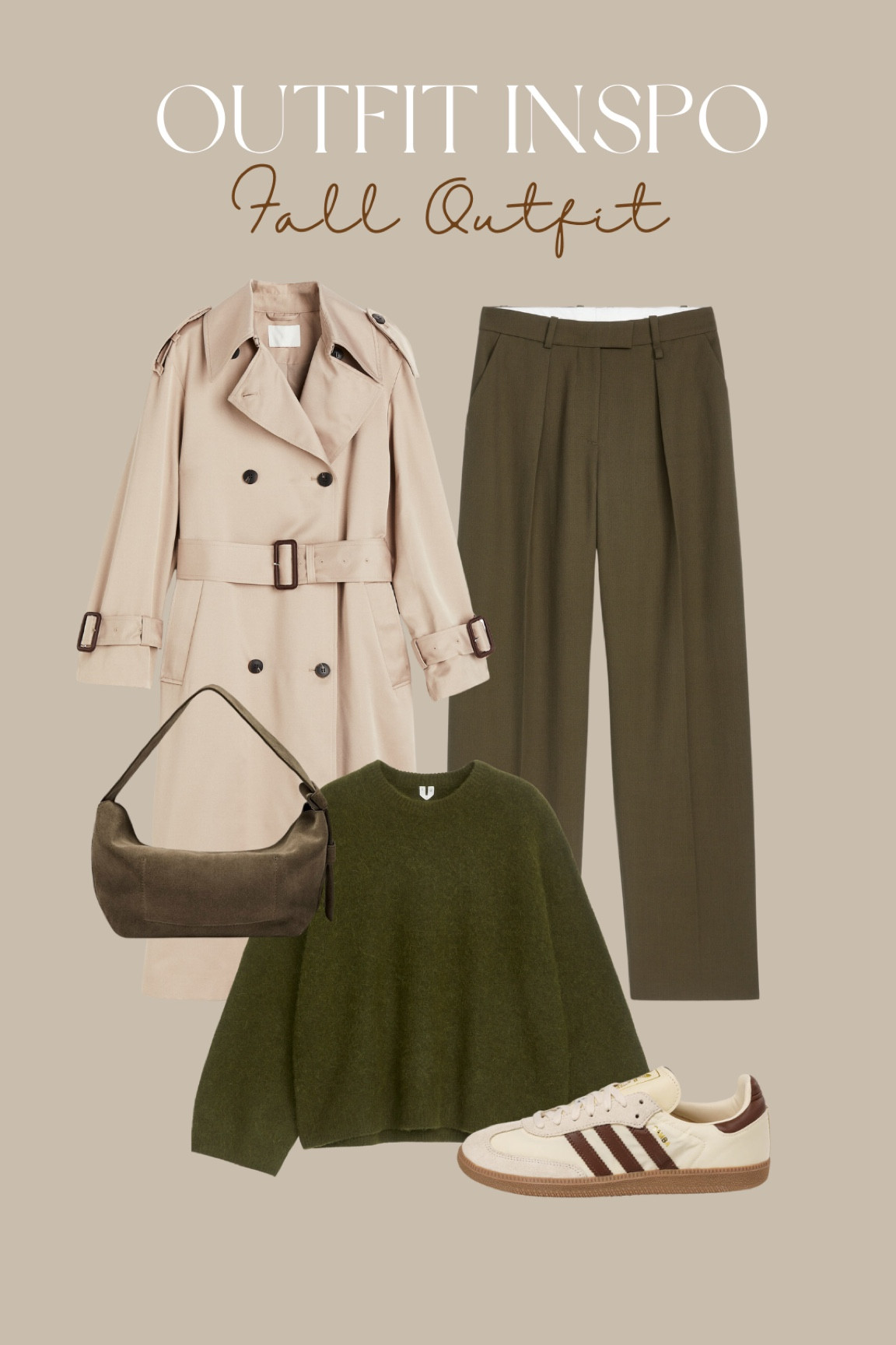 Fall outfit inspo 🌿

Green knitted sweater, green wool sweater, green wool trousers, green trousers, beige trench coat, green suede bag

#LTKautumn #LTKstyletip #LTKeurope