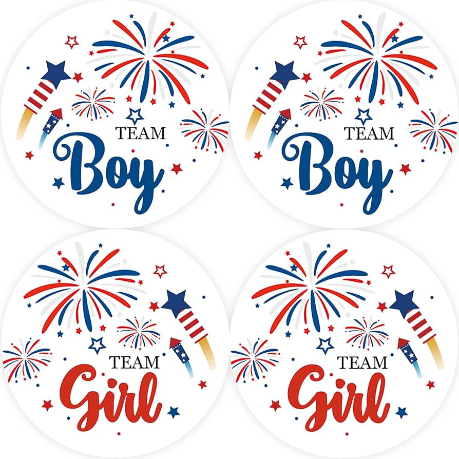 40pcs Firework Gender Reveal Thank You Stickers, Firework Team Boy Team Girl Round Stickers, 4th ... | Amazon (US)