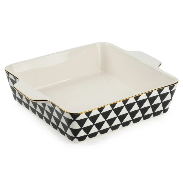 Thyme & Table Stoneware 8 Inch Square Baker, Black & White Medallion - Walmart.com | Walmart (US)
