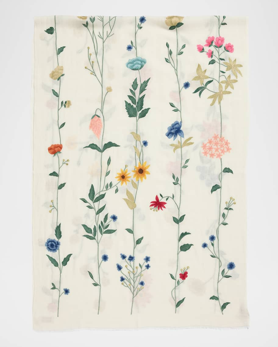 Janavi India Blossom Bliss Merino Wool Scarf | Neiman Marcus