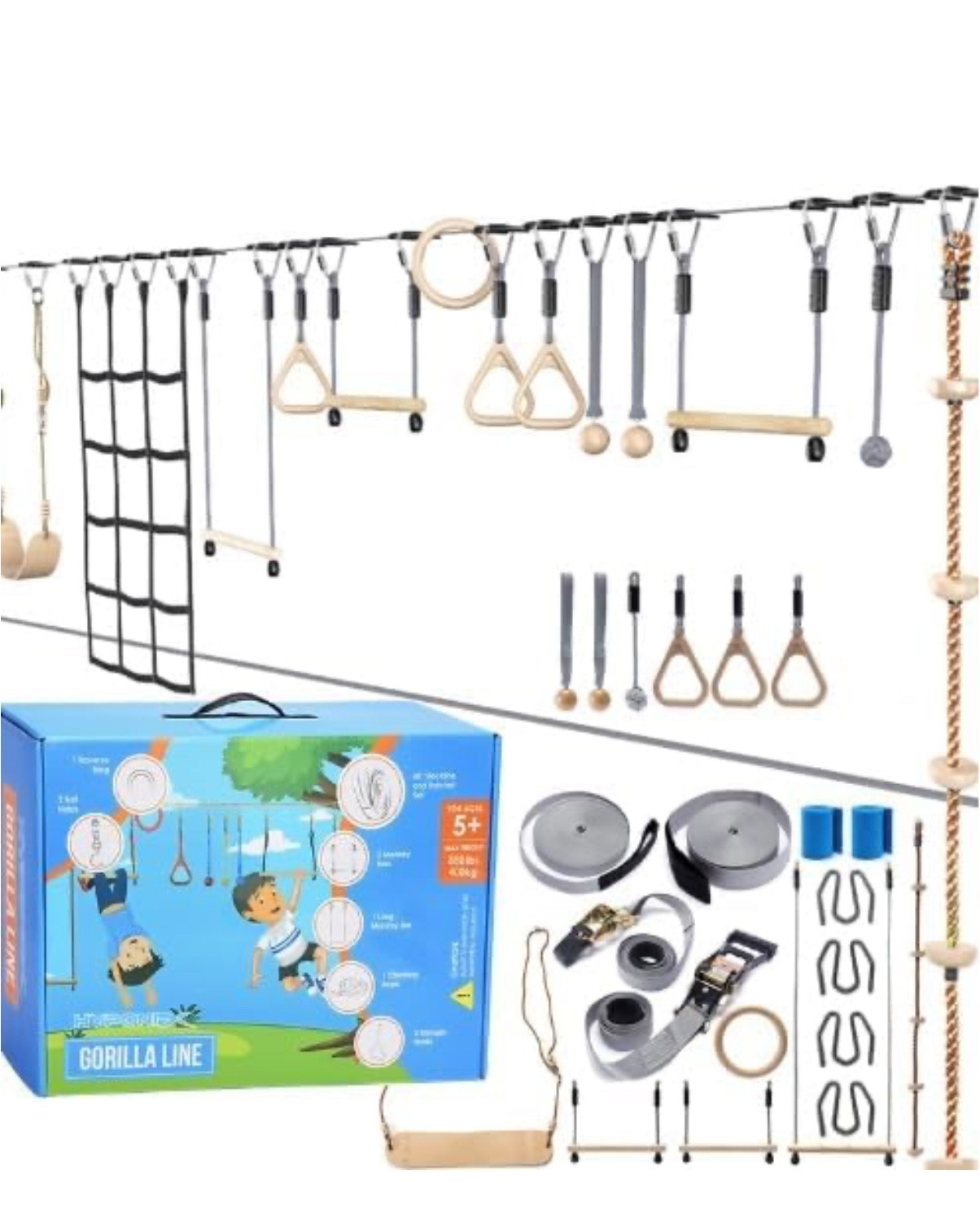 Hyponix Ninja Obstacle Course for Kids – 2 x 60 ft Slacklines with 13 Weatherproof Obstacles – Monkey Net, Ratchet-Tight Tech, Supports 880 lbs – Climbing & Swinging Backyard Fun

#LTKFamily #LTKActive #LTKKids