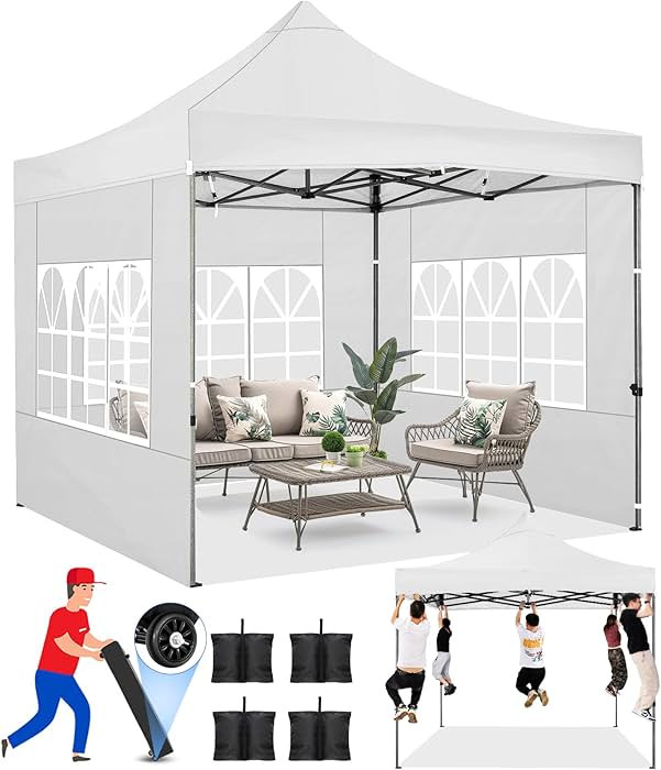 COBIZI 10x10 Pop up Canopy Tent Heavy Duty with 4 Sidewalls, Easy Set-up Commercial Outdoor Party... | Amazon (US)