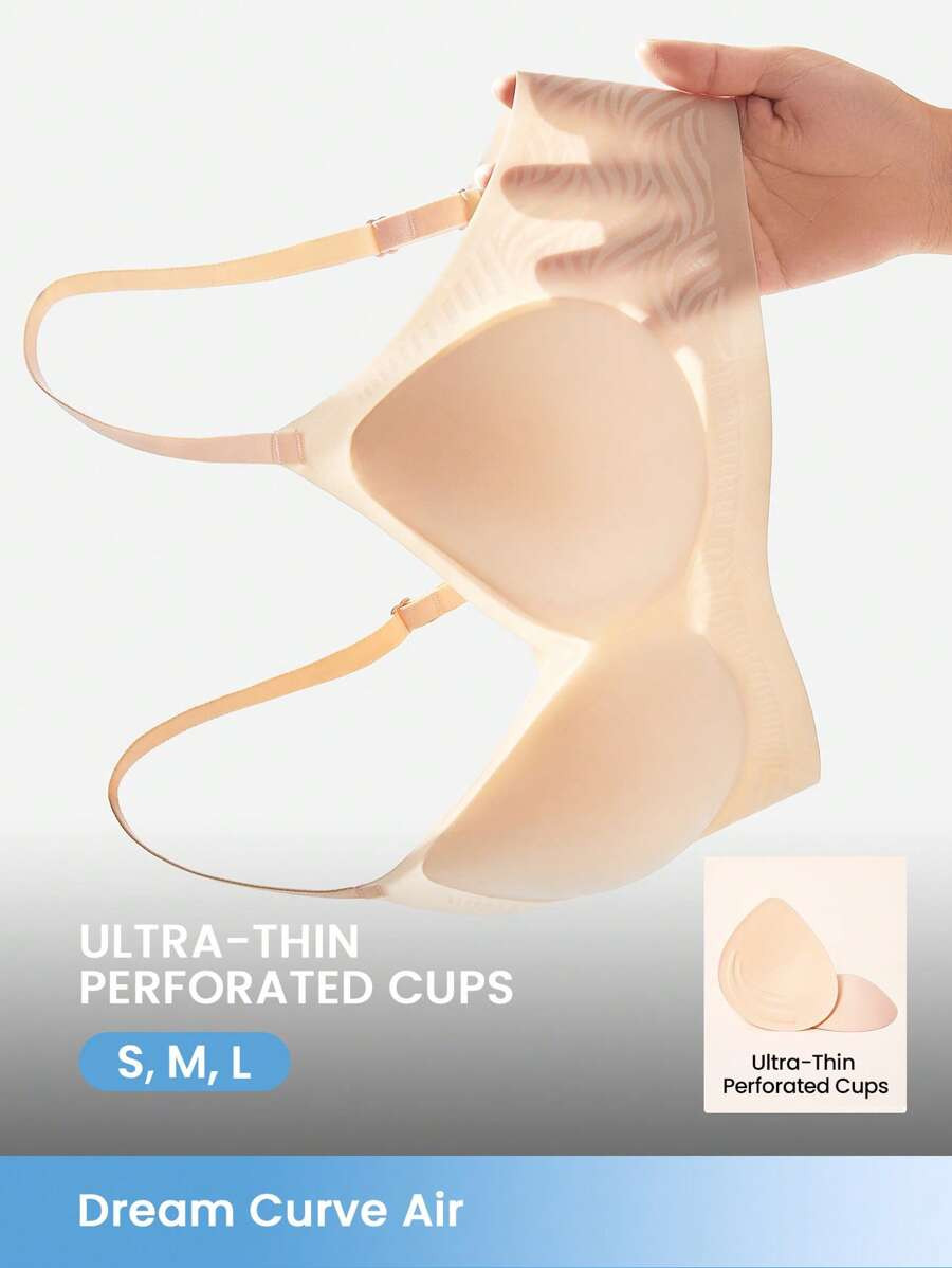LUVLETTE Dream Curve Air Wireless Seamless Breathable Sheer T-Shirt Plunge No Show Underwear Nude... | SHEIN
