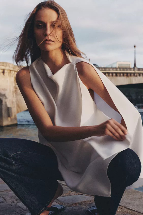 ZW COLLECTION ASYMMETRIC CAPE TOP | Zara UK