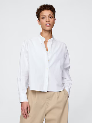 Organic Cotton Oxford Cropped Big Shirt | Gap (US)