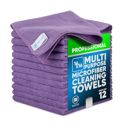 MW Pro Microfiber Cleaning Cloth | Purple | 12 Pack | 16” x 16” | All Purpose Microfiber Towels - Clean, Dust, Polish, Scrub, Absorbent | Amazon (US)